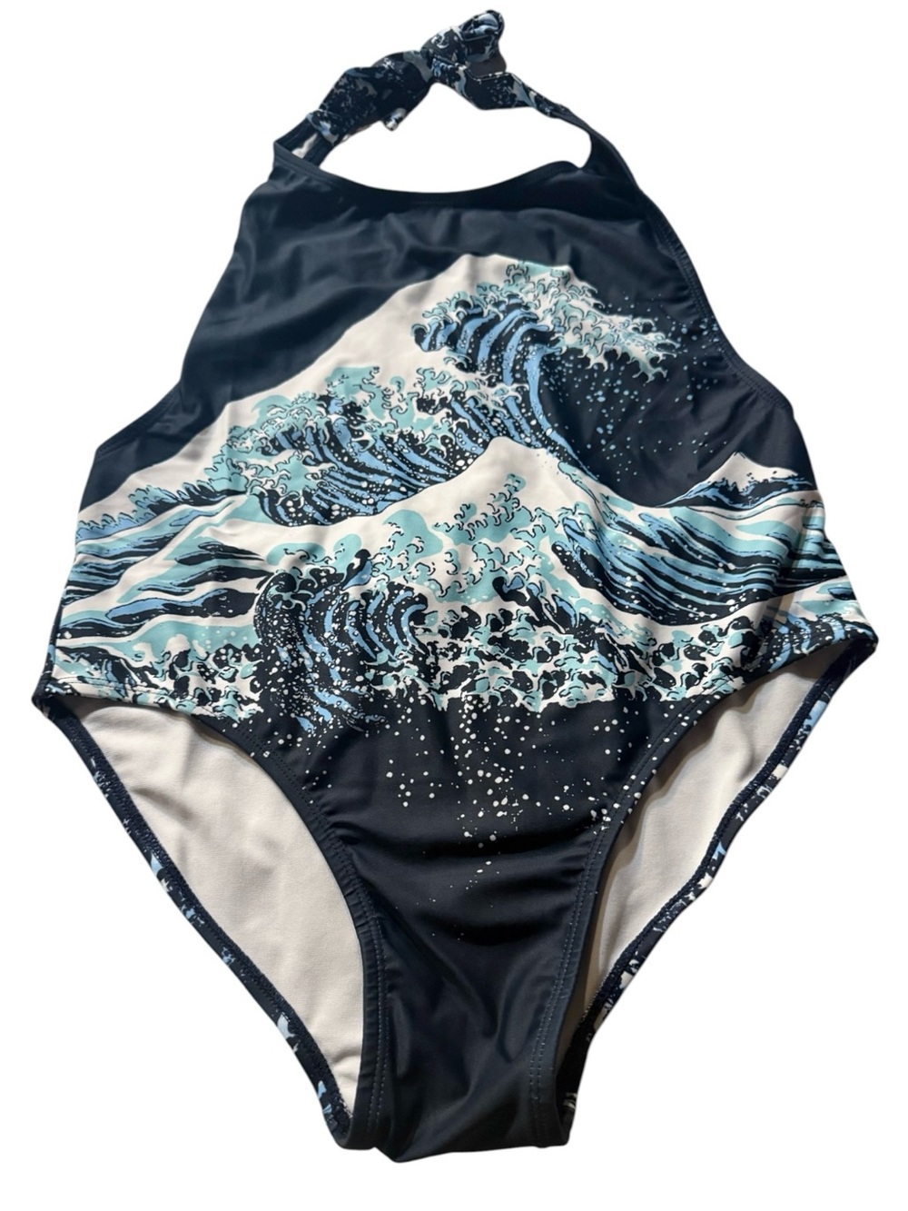 Pacsun Motel Rocks Navy Wave-Print One-Piece Swimsuit NWT